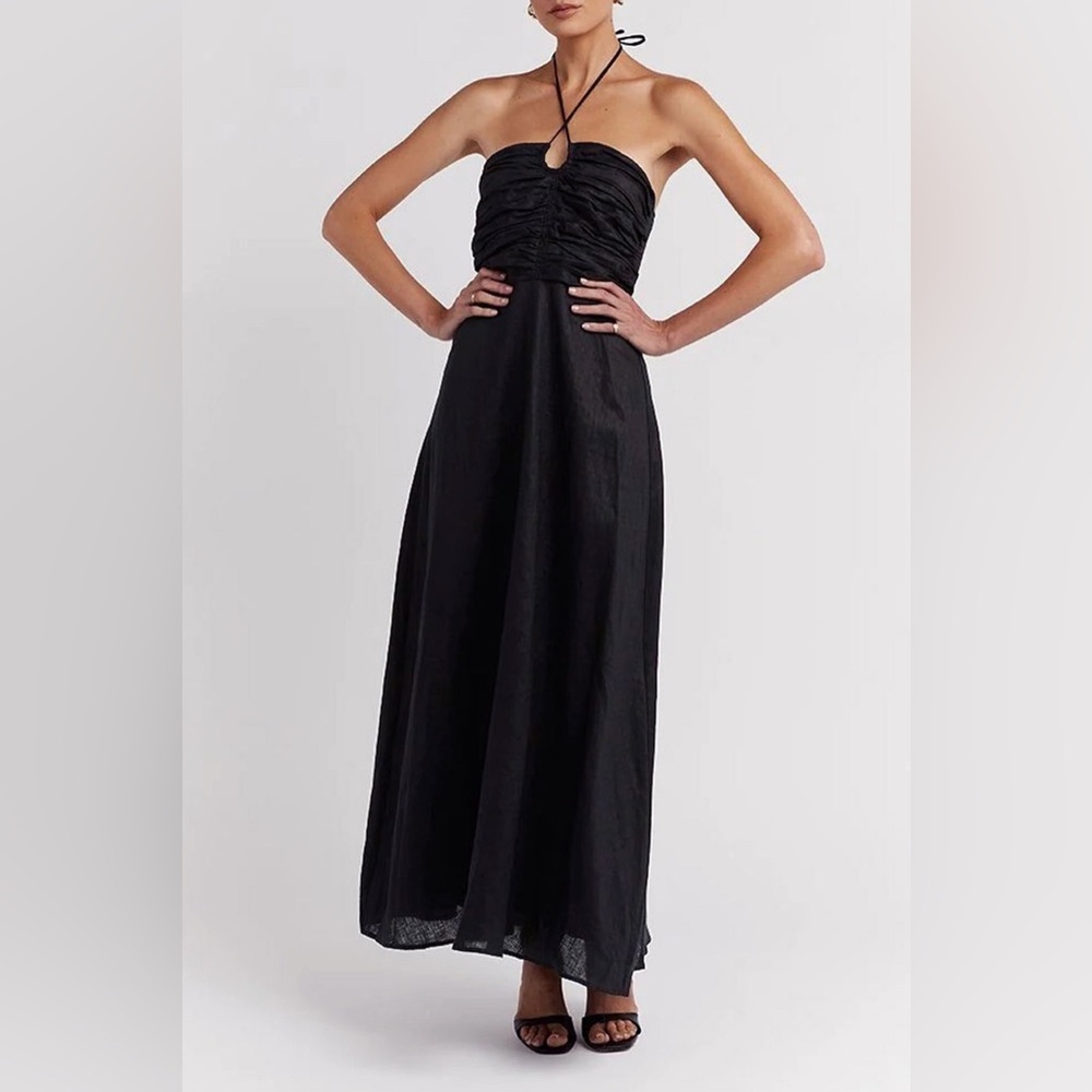 DISSH Black Strapless Ruched Bodice Evening Dress